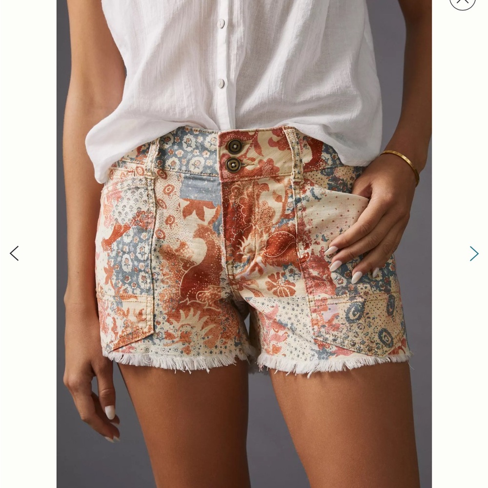 Anthropologie Pilcro The Wanderer Paisley Low Rise Boho Shorts Size 28 - Picture 4 of 14